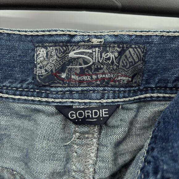 Silver Jeans Gordie 40x30 (Act 40x29) Straight Leg Blue Jean Denim Distressed - Picture 3 of 9